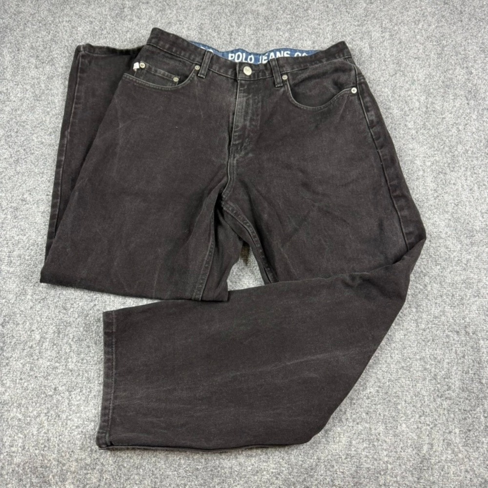Polo Jeans Co Ralph Lauren Jeans Mens 31x28 Black Straight Leg Vintage Faded